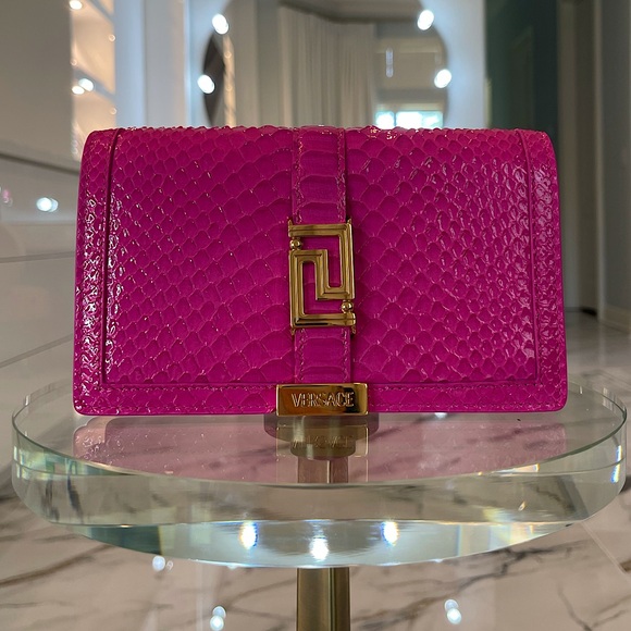 Versace Handbags - NWT Versace Greca Goddess Python Wallet on Chain
